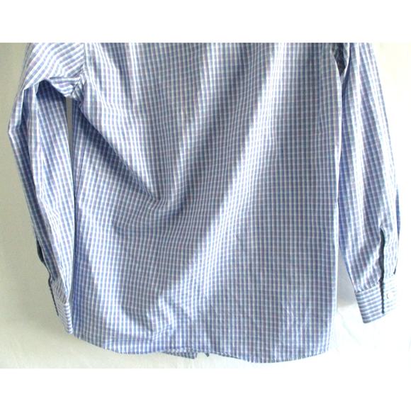 Kenneth Cole Reaction Men's Long Sleeve Blue Checked Button Down Shirt Size 15 - Picture 6 of 10